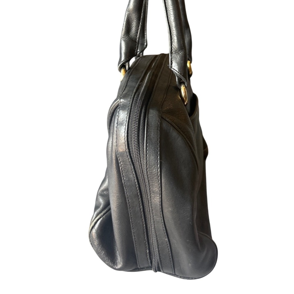 Vintage ILI New York Cowhide Leather Satchel Top Handle Bag Black 13" L X 9" H - Picture 11 of 11
